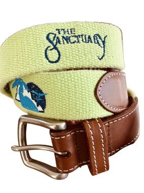 Peter Millar Lime Green Woven Golf Belt “The Sanctuary” size 32